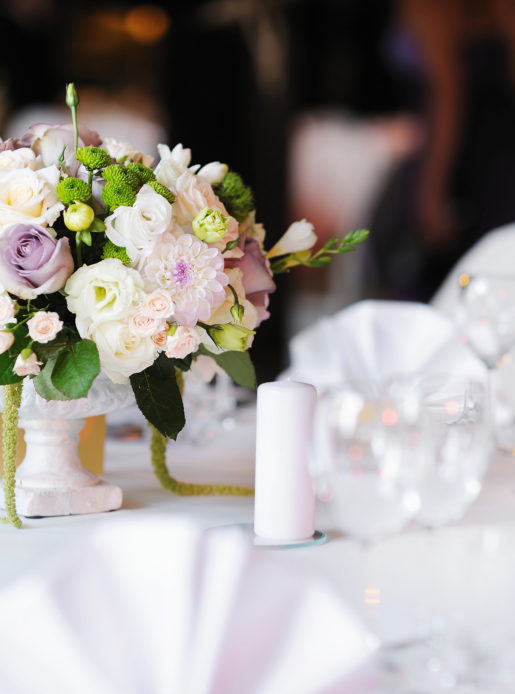 Close up of a flower arrangement prepared for a wedding ceremony at mercure hotels